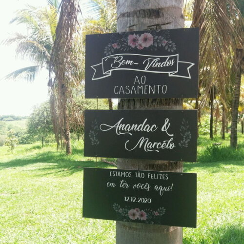 Placas indicativas casamento 3 placas 40x20cm