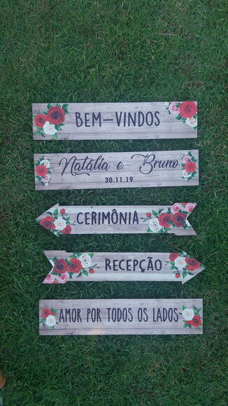 Placas indicativas casamento Kit com 5