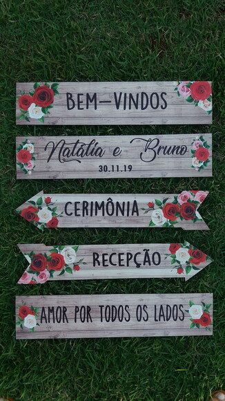 Placas indicativas casamento Kit com 5