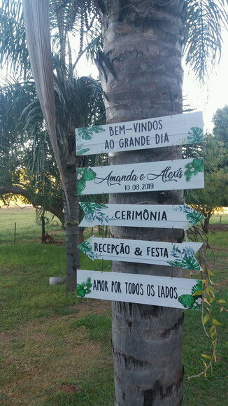 Placas Indicativas casamento Folhagens Kit com 5