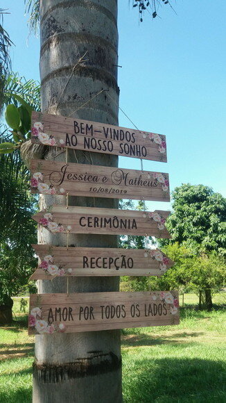 Placas indicativas casamento Kit com 5 COM SUA FRASE