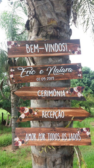 Placas indicativas casamento Kit com 5 COM SUA FRASE