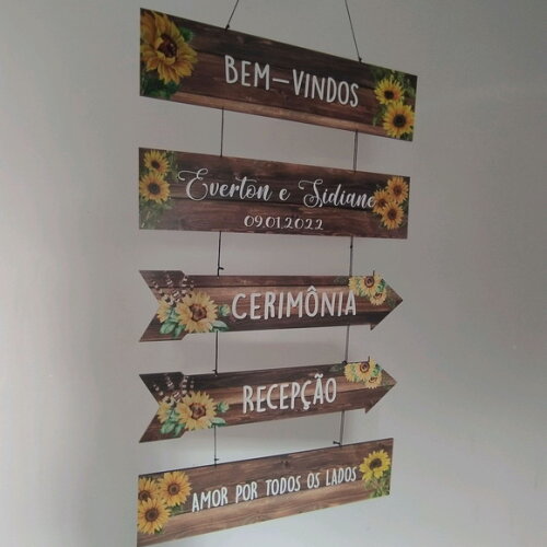 Placas Indicativas casamento Kit com 5 COM SUA FRASE