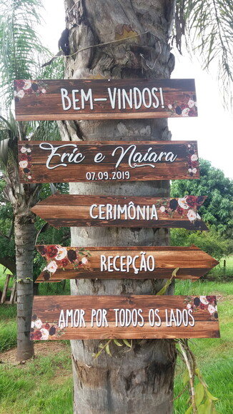 Placas indicativas casamento Kit com 5 COM SUA FRASE