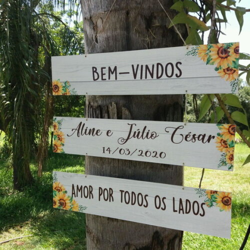 Placas indicativas Kit com 3 COM SUA FRASE
