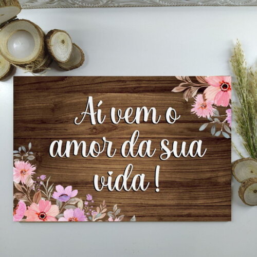 Plaquinha de casamento em MDF COM SUA FRASE