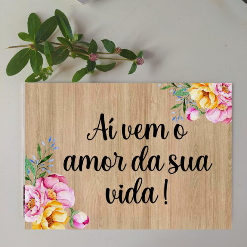 Plaquinha de casamento em MDF COM SUA FRASE