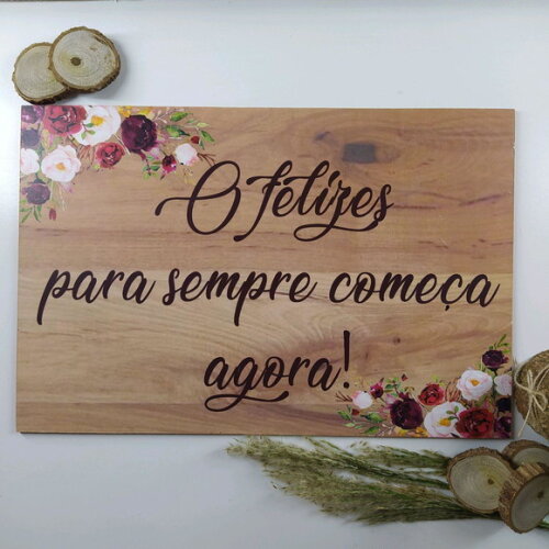 Plaquinha de casamento em MDF COM SUA FRASE