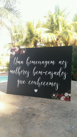 Plaquinha de Casamento em mdf com Sua Frase