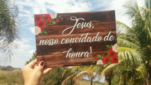 Plaquinha de Casamento em mdf com Sua Frase