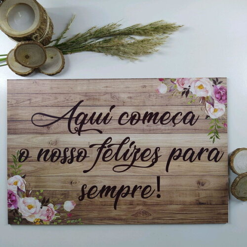 Plaquinha de Casamento em mdf com Sua Frase