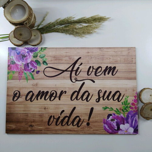 Plaquinha de Casamento em mdf com Sua Frase