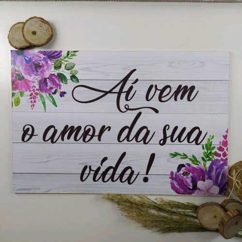 Plaquinha de Casamento em mdf com Sua Frase