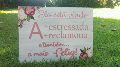 Plaquinha de Casamento em mdf com Sua Frase 40x30