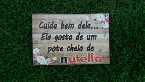 Plaquinha de Casamento em mdf com Sua Frase nutella