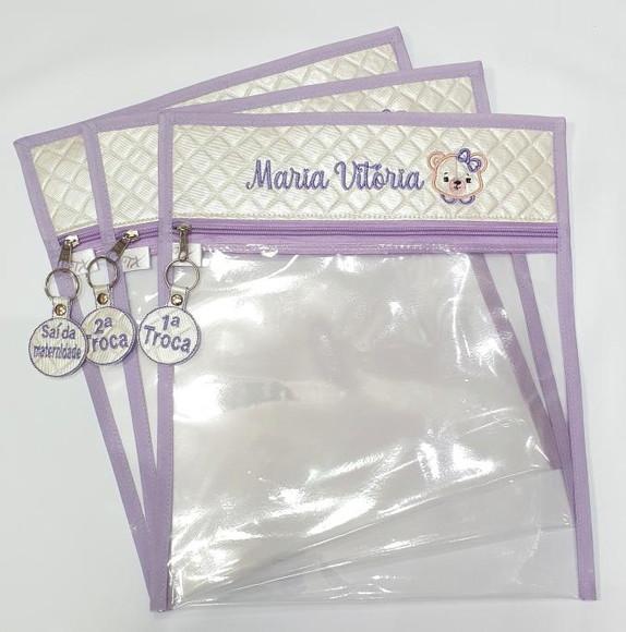 Saquinho Maternidade Personalizado com Nome Kit 3un