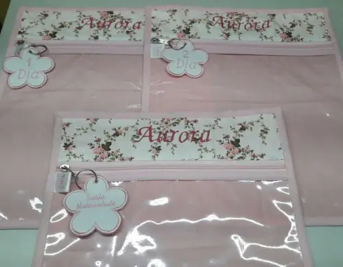 Saquinho Maternidade Personalizado de Algodão Kit 3 Unidades
