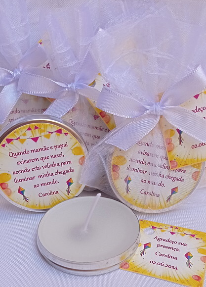 Lembrancinha Vela Latinha Chá de Bebê