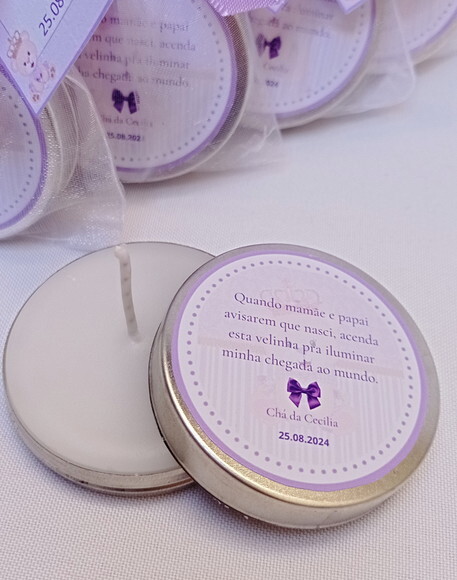 Lembrancinha Vela Latinha Lilas