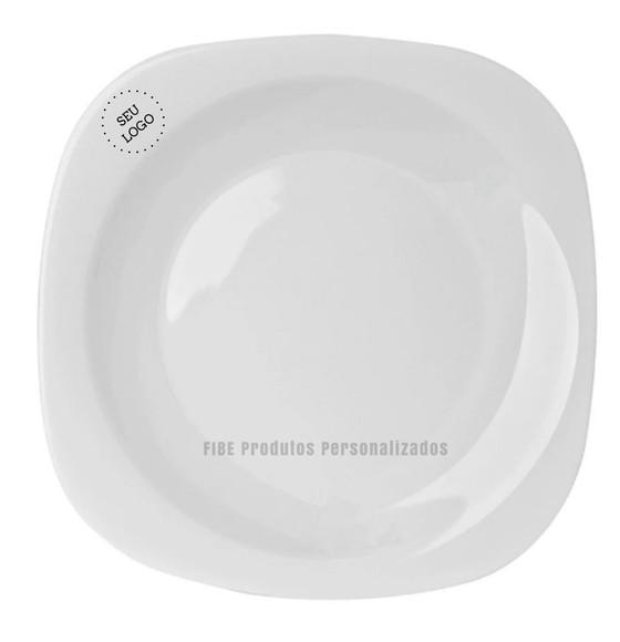 Prato de Vidro 19 cm Branco Sobremesa Personalizado