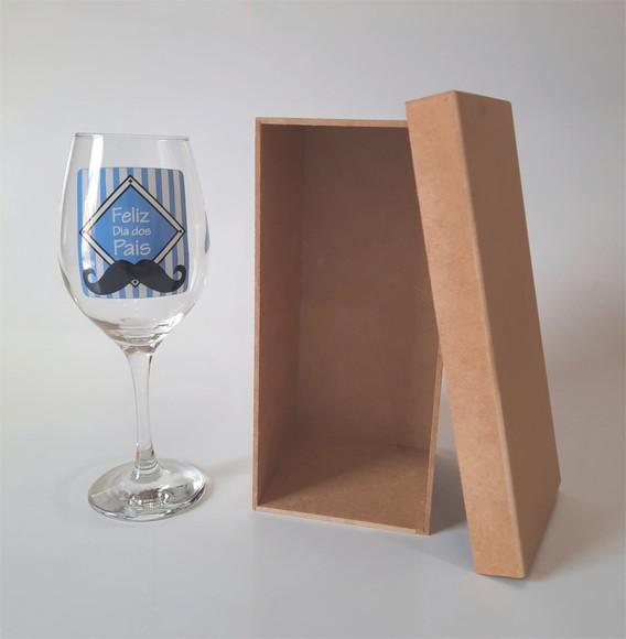 Taça De Vinho 380 Ml Personalizada Dia Dos Pais + Caixa Mdf