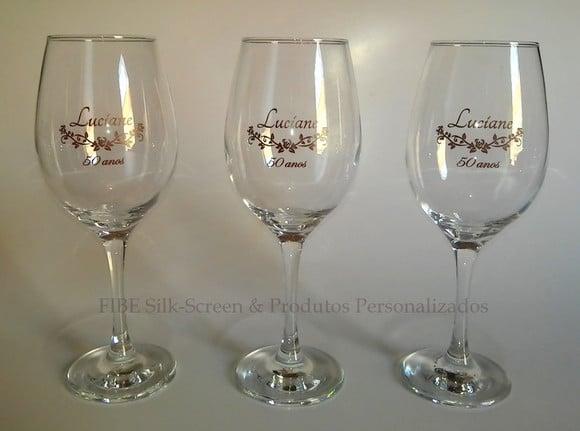 Taça para Vinho de Vidro Personalizada