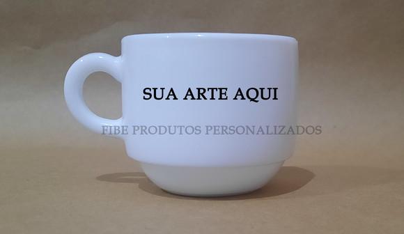 Xícara Café Vidro Branco Personalizada
