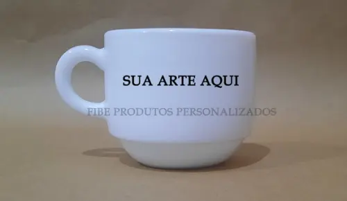 Xícara Café Vidro Branco Personalizada