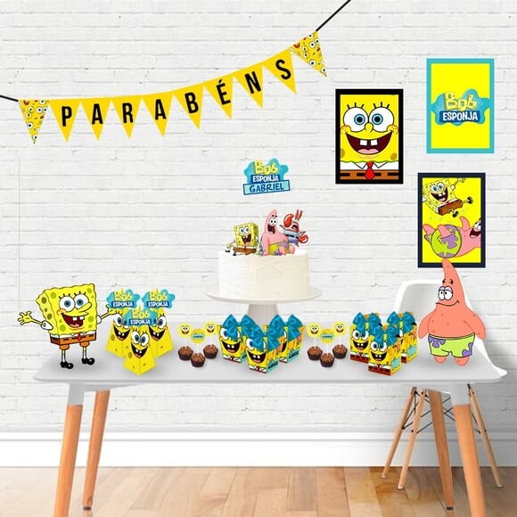 ARQUIVO CORTE KIT SILHOUETTE BOB ESPONJA FESTA EM CASA