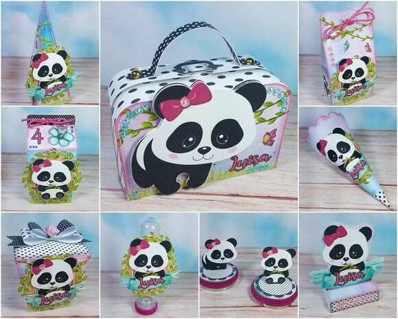 ARQUIVO CORTE KIT SILHOUETTE PANDA ROSA LUXO