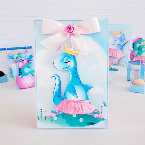 ARQUIVO CORTE KIT SILHOUETTE DINOSSAURO ROSA LUXO