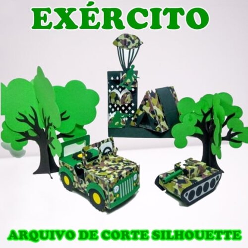 Arquivo Corte Kit Silhouette Exército Luxo