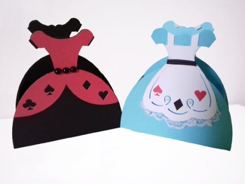 Arquivo Silhouette Caixa Vestidos Alice e Rainha de Copas