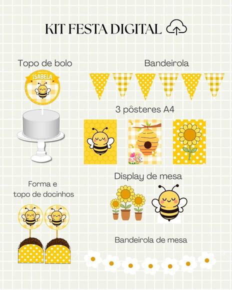 Kit Festa Digital Abelhinha