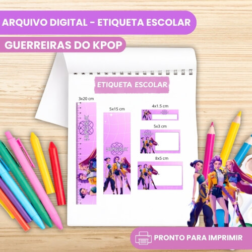 Arquivo Digital Etiqueta Escolar Guerreiras do Kpop