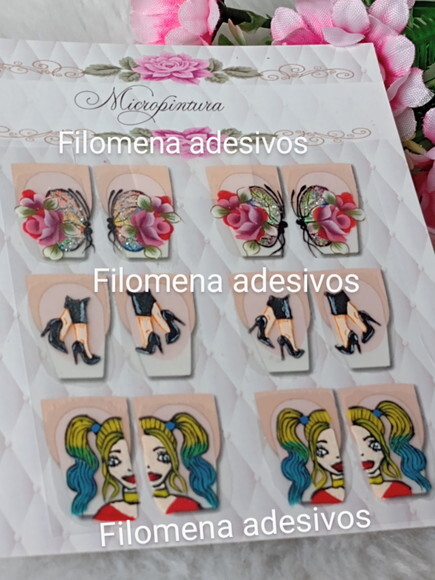 Adesivos de Cartoon / Unhas m ao Alongamento.