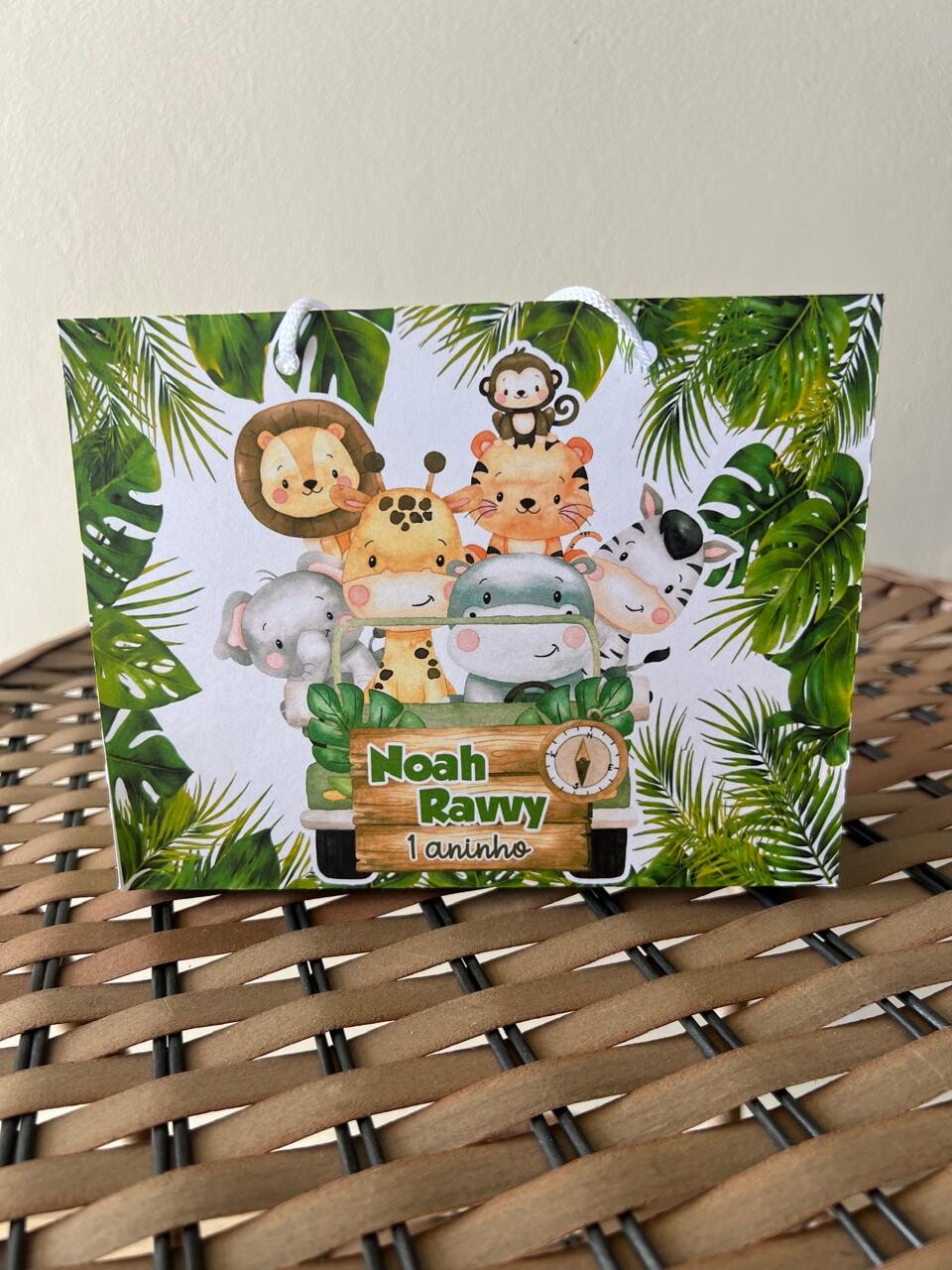 15 Sacolinhas Personalizada Safari Menino