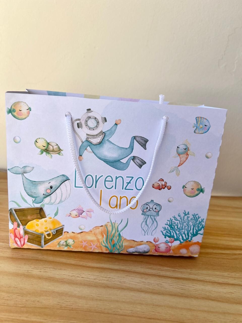 15 Sacolinhas Personalizada Fundo do Mar Menino