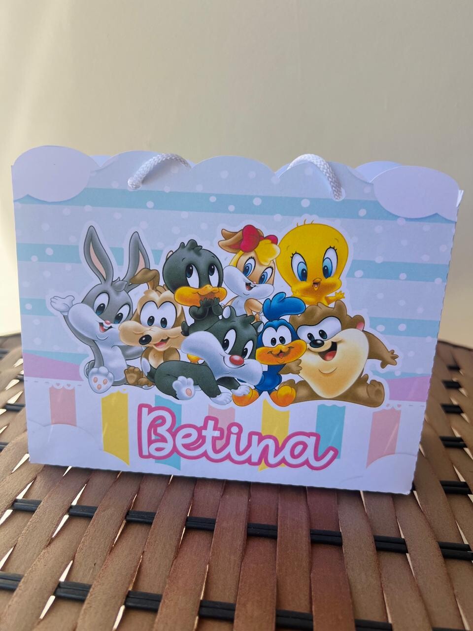 15 Sacolinhas Personalizada Baby Looney Tunes Menina