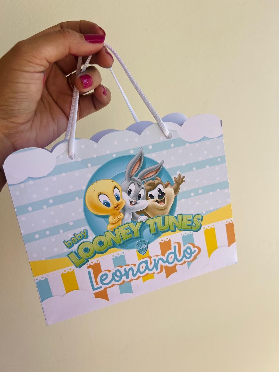 15 Sacolinhas Personalizada Baby Looney Tunes Menino