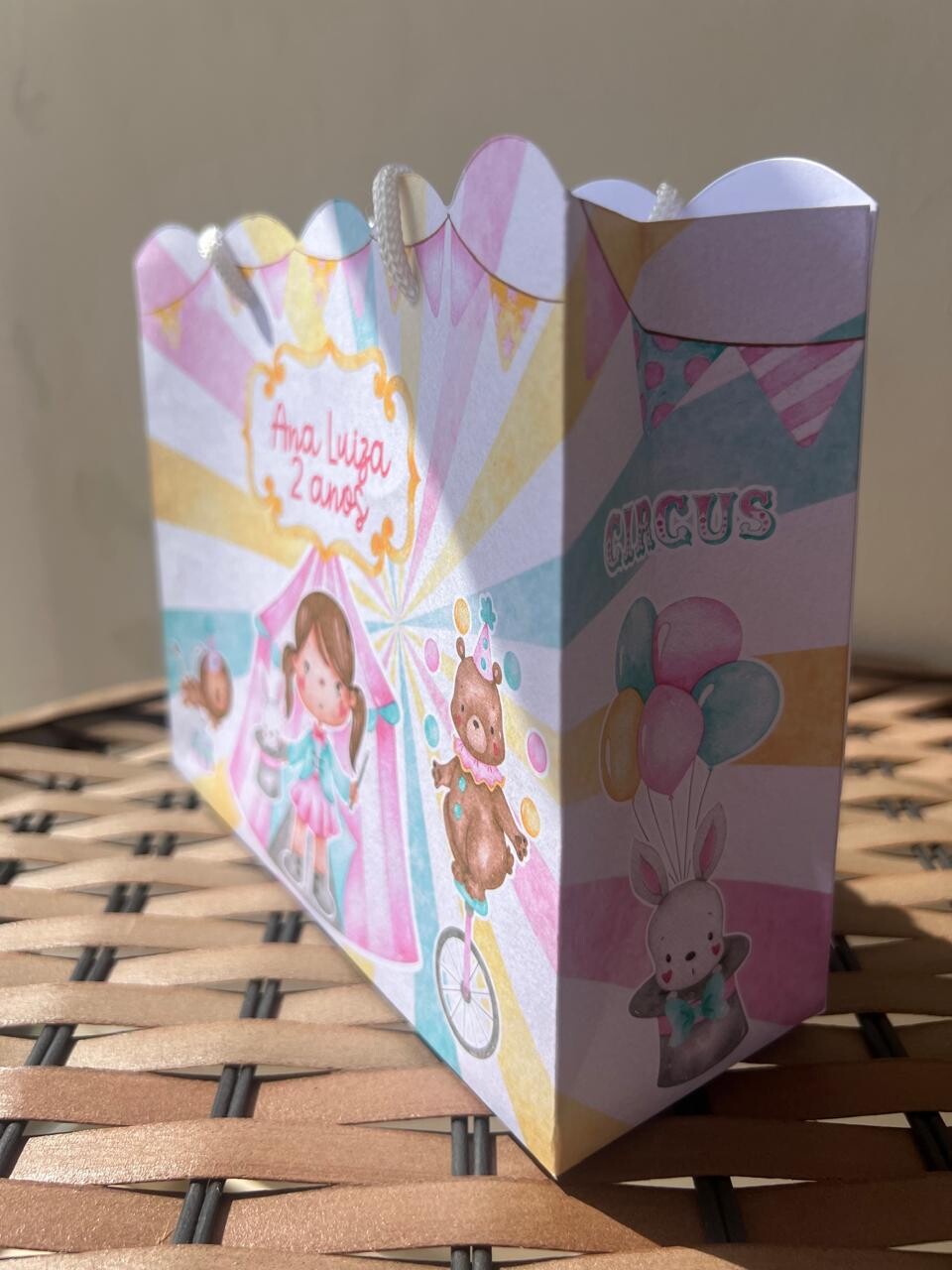15 Sacolinhas Personalizada Circo Rosa Menina