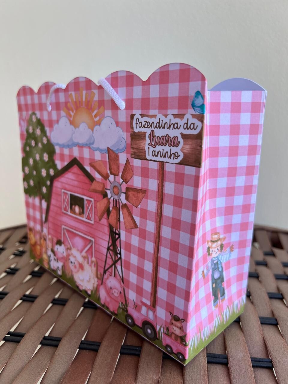 15 Sacolinhas Personalizadas Fazendinha Rosa - lembrancinhas faze