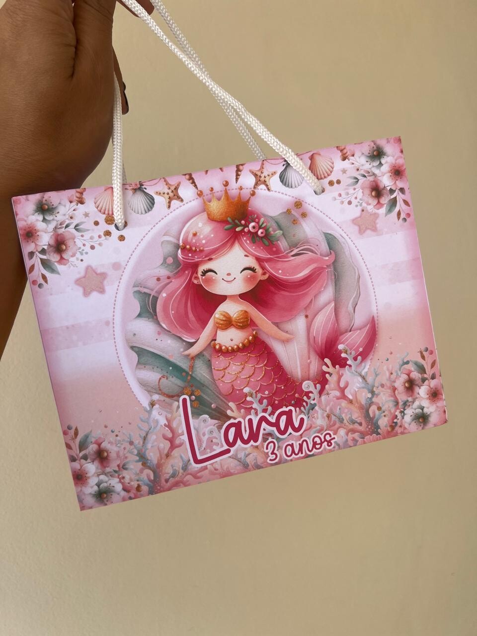 15 Sacolinhas Personalizada Sereia - Sereia Rosa