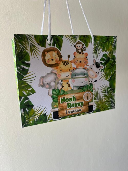 15 Sacolinhas Personalizada Safari Menino