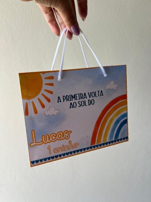15 Sacolinhas Personalizada Primeira Volta ao Sol Menino