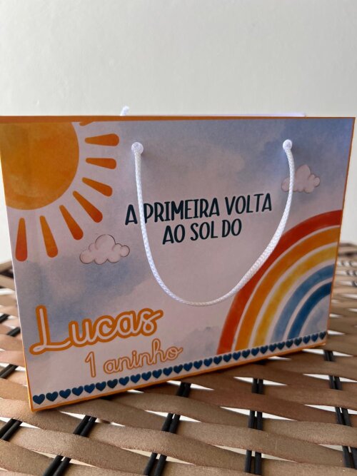 15 Sacolinhas Personalizada Primeira Volta ao Sol Menino