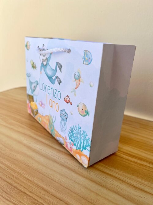 15 Sacolinhas Personalizada Fundo do Mar Menino