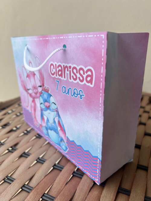 15 Sacolinhas Personalizada Stitch Menina