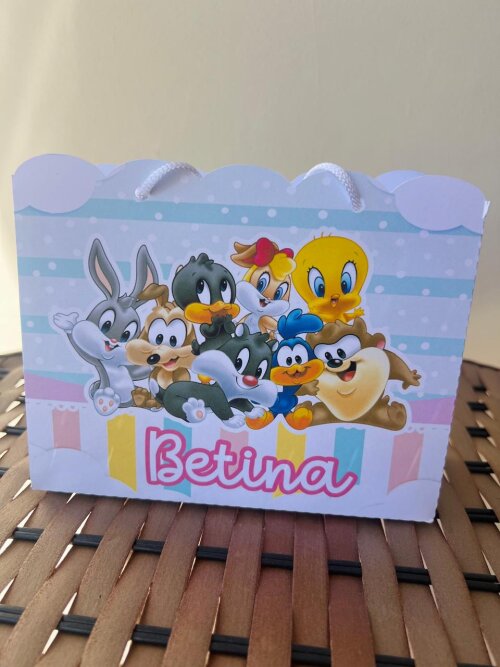 15 Sacolinhas Personalizada Baby Looney Tunes Menina
