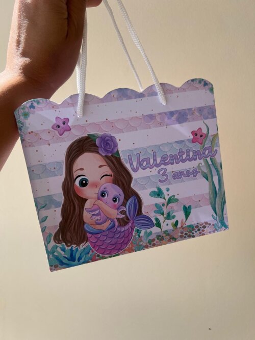 15 Sacolinhas Personalizada Sereia - Sereia Lilás